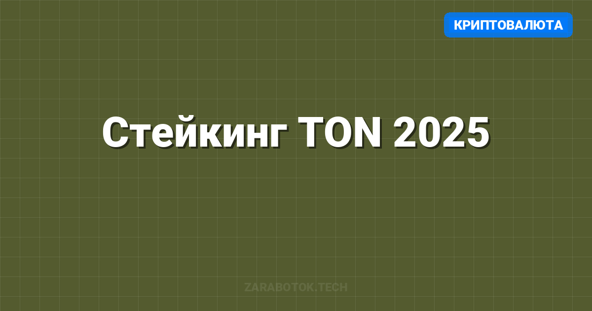 Стейкинг TON 2025: Полный Гид по Пассивному Доходу (>20% APY)